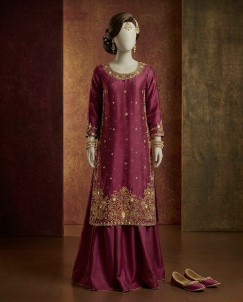 Hand-Embellished Festive Wear Zardozi Embroidered Pure Sheesha Silk Suit